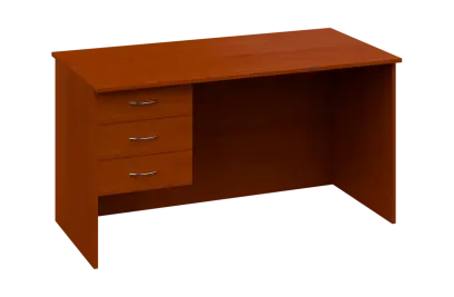 CPL 28 - 14Z13 stůl kancelářský, 3-zásuvkový, levý, dřevěná podnož, deska 25 mm, široký 1400 mm, třešeň šumavská